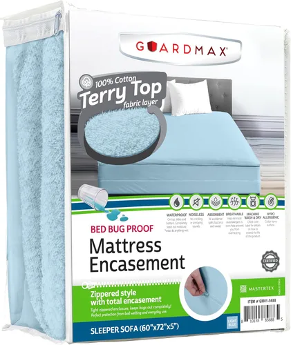 Vista 81 de Guardmax Funda de colchón individual con cremallera, protector de colchón 100% impermeable, suave y absorbente de algodón de rizo superior