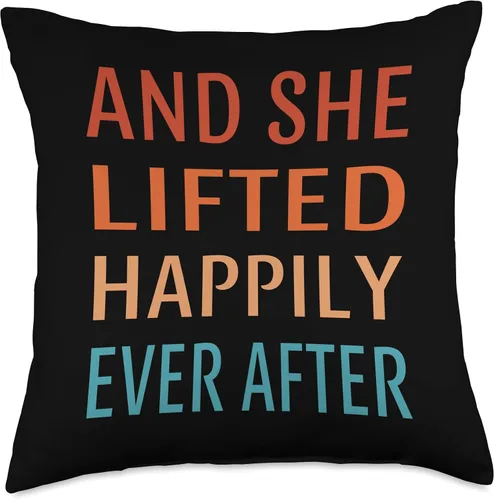 Vista 4 de Funny Fitness Gym Workout Tees And She Lifted Heavily Ever After Gym Funny Fitness Workout Throw Pillow, 16x16, Multicolor