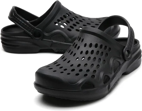 Vista 6 de FLIOZY Zuecos de jardín para hombre, antideslizantes, sandalias de ducha para verano, al aire libre, sandalias de playa