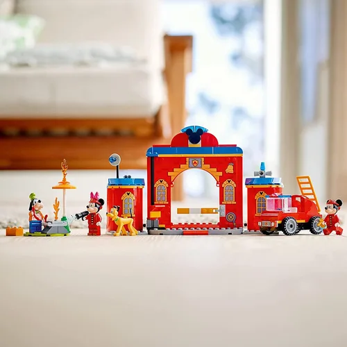 Vista 5 de LEGO Disney Mickey and Friends - Kit de construcción de Mickey & Friends Fire Truck & Station 10776; divertido juego de bomberos; nuevo 2021