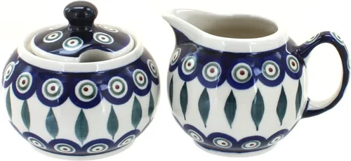 Vista 5 de Set de crema y azúcar de ballina de cerámica polaca Blue Rose