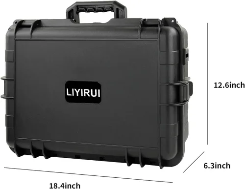 Vista 7 de Estuche rígido portátil - Funda de transporte impermeable, con espuma de bricolaje, grande, 18.4 x 12.6 x 6.3 pulgadas