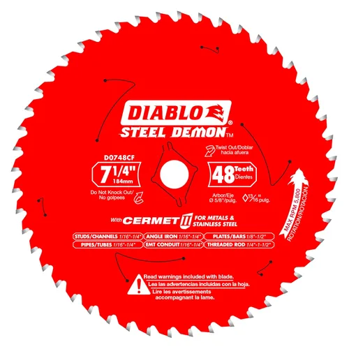 Vista 6 de Diablo Hoja de sierra Demon de acero para metal mediano – 5-1/2 pulgadas de diámetro, 30 dientes TCG, eje de 20 mm, corte de .059 pulgadas, ángulo