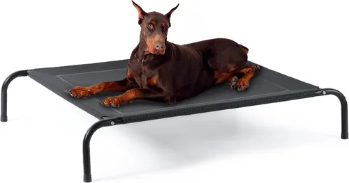 Vista 22 de Bedsure Camas elevadas para perros al aire libre para perros pequeños, cama portátil elevada para mascotas con hamaca para mascotas con patas Gris