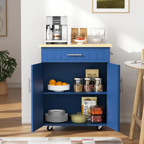 Vista 17 de JY QAQA Isla de cocina de 26 pulgadas con ruedas con armario de almacenamiento, armario de cocina con estantes, asa de carrito para toallero