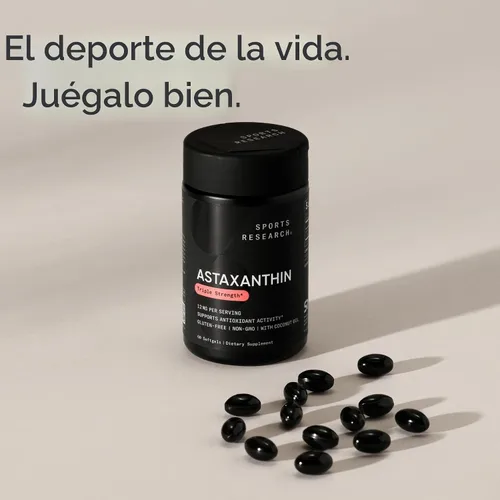 Vista 7 de Sports Research® Astaxantina de Triple Fuerza 12mg con Aceite de Coco Orgánico - Suplemento Antioxidante para el Apoyo de la Salud de la Piel