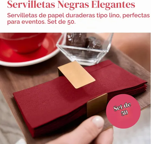 Vista 2 de Prestee Servilletas rojas para mesa, desechables, toallas de mano de papel suaves y absorbentes para cenas y todo tipo de eventos, servilletas