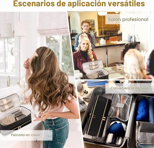 Vista 7 de BAGCRAZY Estuche de transporte de viaje para secador de pelo Dyson Shark Flexstyle Revlon Airwrap, estuche de viaje Dyson Airwrap de doble capa Negro