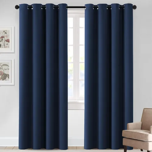 Vista 34 de MeilleMaison Cortinas opacas para dormitorio, con aislamiento térmico, oscurecimiento de habitación, cortinas insonorizadas para ventana, cortinas