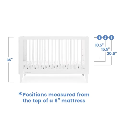 Vista 7 de Delta Children Ollie - Cuna convertible 4 en 1, certificada Greenguard Gold, color blanco Bianca