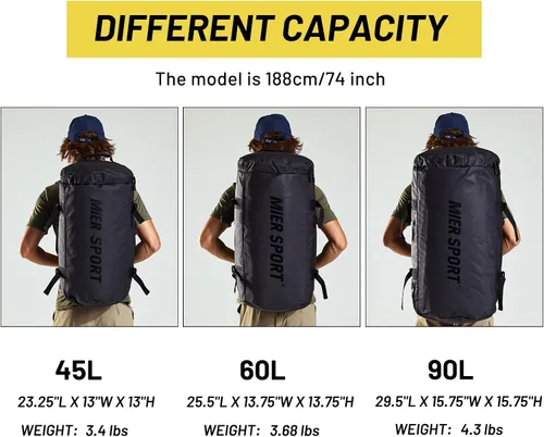 Vista 6 de MIER Mochila grande de lona deportiva para gimnasio con compartimento para zapatos, resistente y resistente al agua