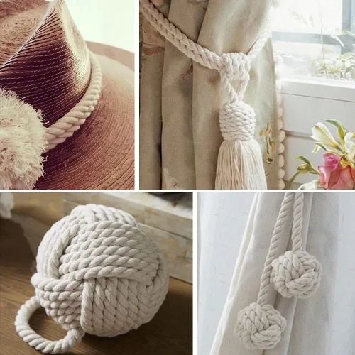 Vista 6 de jijAcraft Cuerda de algodón de 1/2 pulgada, cuerda de macramé blanca de 0.472 in x 32 pies, cuerdas de tendedero de 4 capas para manualidades