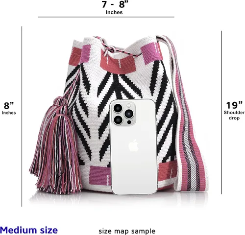 Vista 5 de WYOU Designer Collection, Handwoven Hobo Bucket Bag in Wayuu Crochet