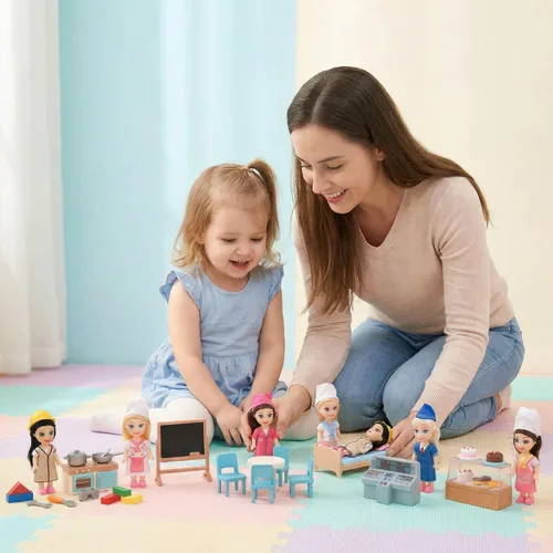 Vista 4 de Liberty Imports Little Career - Muñecas pequeñas con vestidos, mini muñecas pequeñas imaginativas con trajes para chef, médico, piloto, ingeniero