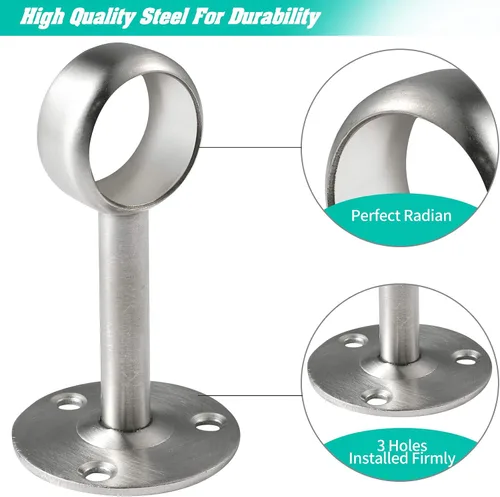 Vista 2 de Creatyi Soportes de montaje en techo resistentes, 4 soportes plateados para barra de armario con soportes de barra de 1 pulgada para cortinas