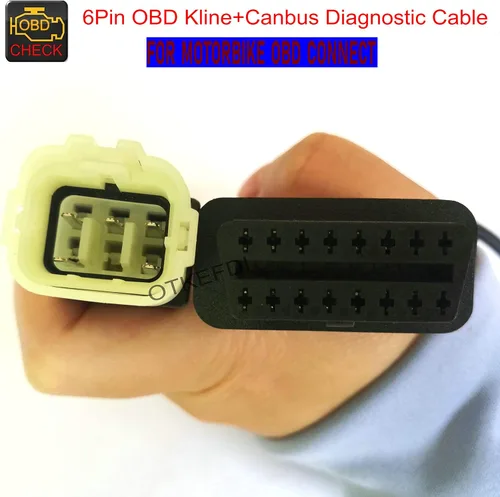 Vista 5 de Motocicleta 6 Pin OBD Cable de diagnóstico Moto Kline y Canbus Motorbike Adaptador