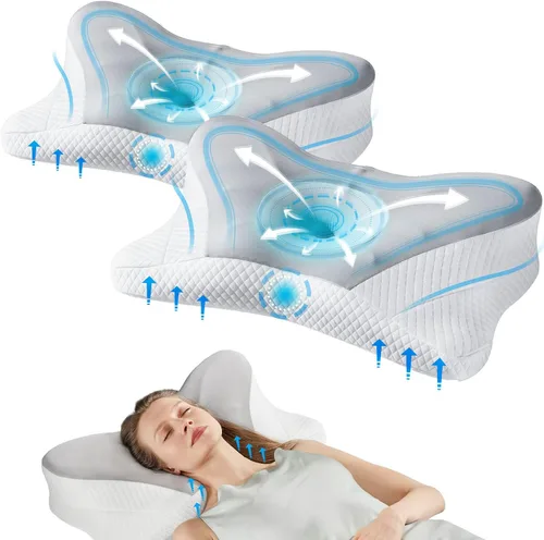 Vista 9 de Sweetcrispy Almohada cervical para cuello y hombro, almohadas ergonómicas de espuma viscoelástica, contorno lateral para adultos, soporte ortopédico