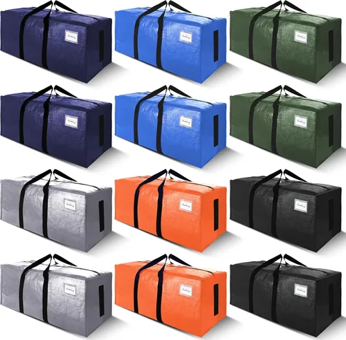 Vista 20 de SWEET DOLPHIN Paquete de 8 bolsas de mudanza resistentes de 200 libras con asas envolventes, bolsas de almacenamiento extra grandes para ahorrar