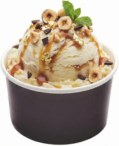 Vista 50 de Restaurantware Coppetta - Vasos de postre de 3 onzas, 50 tazas desechables para helado, tapas se venden por separado, cuencos de papel a cuadros