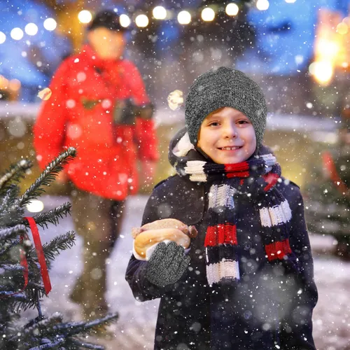 Vista 7 de Cooraby Paquete de 6 gorros de invierno para niños, gorros de invierno con dedos completos, guantes elásticos para niños y niñas