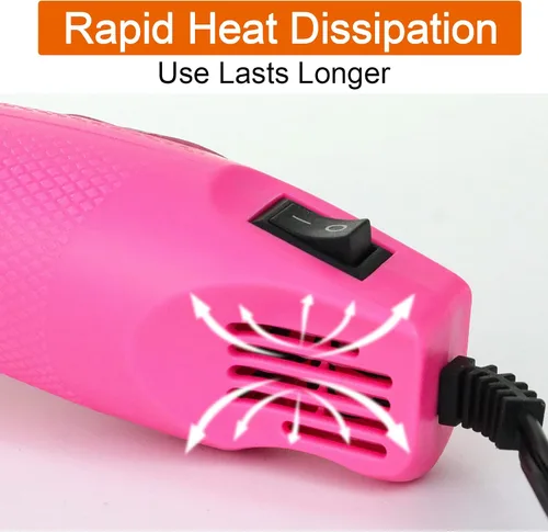 Vista 3 de Mini pistola de calor, pistola de aire caliente portátil de 300 W para manualidades de resina acrílica, manualidades de secadora, pistola de calor