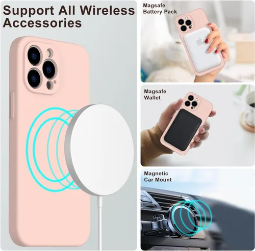 Vista 3 de DEENAKIN Funda magnética de silicona para iPhone 12 Pro con protector de pantalla, compatible con MagSafe, protección de cámara, funda protectora