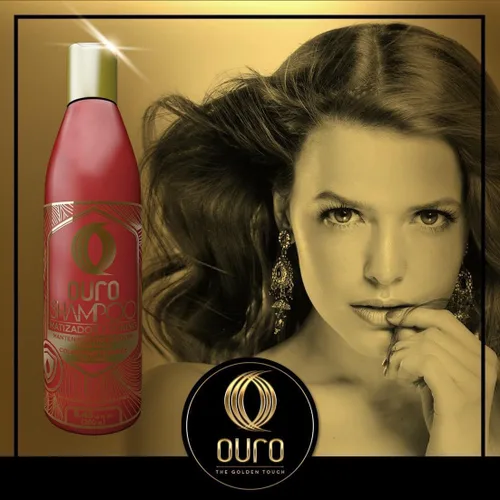 Vista 4 de OURO Champú Tonificante Rojo Mantenimiento del Color Rojo 8.45 oz