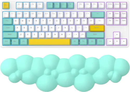 Vista 12 de MANBASNAKE Reposamuñecas para teclado, espuma viscoelástica de alta densidad de poliuretano con base antideslizante para aliviar el dolor de Azul
