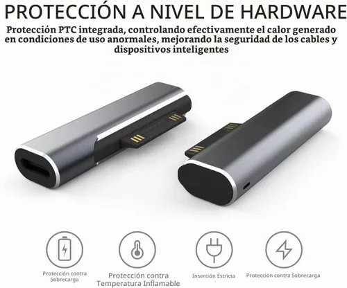Vista 3 de Adaptador de Carga Surface a USB-C, DC15V 102W Tipo C Hembra a Surface Macho para Microsoft Pro7/6/5/4 Surface Laptop 3/2/1, Surface Go, Surface Book