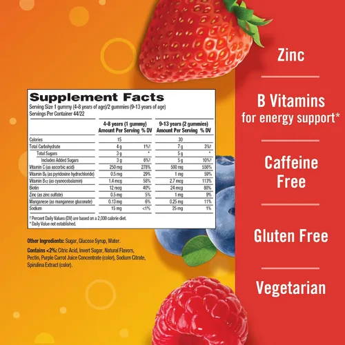 Vista 7 de Emergen-C Kidz - Suplementos dietéticos diarios de apoyo inmunológico, gomitas saborizadas con vitamina C y vitaminas B para apoyo inmunológico