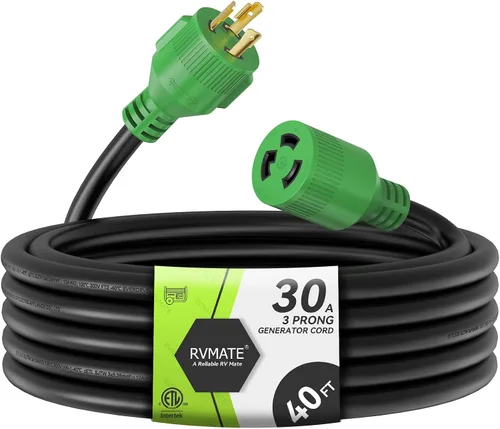 Vista 15 de RVMATE Cable de extensión para generador de 3 clavijas y 30 amperios, 10 pies, NEMA L5-30P/L5-30R 125V SJTW Jacket