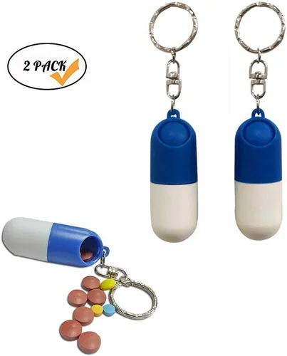 Vista 4 de Paquete de 2 pastilleros portátiles, mini pastilleros portátiles para medicina y vitaminas, para viajes al aire libre, camping, organizador