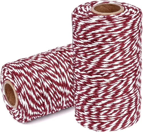 Vista 11 de Cuerda de Hilo de Algodón para Panaderos: 2 Rollos de Cordel para Manualidades Envolver Regalos - 656 Pies de Cordel Negro Blanco para Cocina