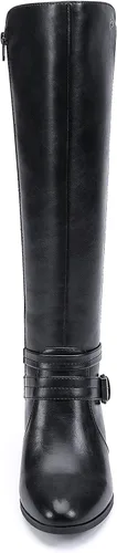 Vista 3 de EETTARO Botas de tacón medio para mujer, hasta la rodilla, botas de invierno con hebilla elástica