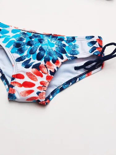Vista 4 de Traje de baño de 2 piezas tipo tankini, con cuello halter y estampado de margaritas, con factor de protección ultravioleta 50+, para la playa