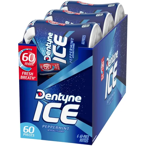 Vista 9 de Dentyne Ice Peppermint - Goma de mascar sin azúcar, 6 botellas de 60 piezas (360 piezas en total)