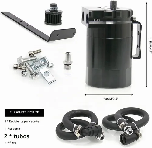 Vista 2 de Kit de lata de recepción de aceite RULLINE, tanque de reservorio separador de aceite para motor, pulido con deflector, compatible con Ford F150 Para