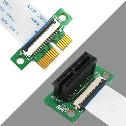 Vista 5 de HLT PCI-e PCI Express 36PIN 1X Cable de extensión extensor con conector chapado en oro (longitud de línea: 7.9 in)