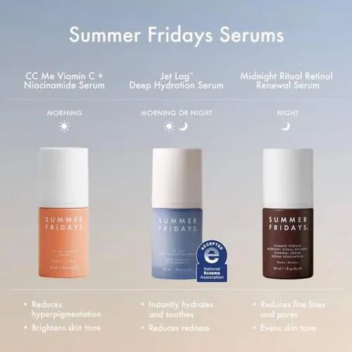 Vista 7 de Summer Fridays Jet Lag - Suero de hidratación profunda, suero facial hidratante para piel seca con glicerina y escualano, ayuda a calmar la piel