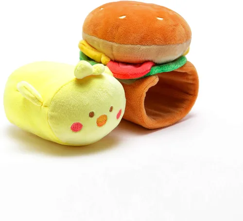 Vista 4 de Anirollz - Juego de 2 almohadas de peluche de felpa, Pollito en hamburguesa para regalar