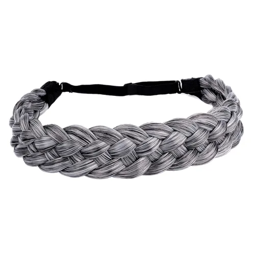 Vista 33 de Diadema clásica de cabello sintético trenzado de 5 hebras, trenzas gruesas y anchas, extensión de cabello con elástico para mujeres y niñas