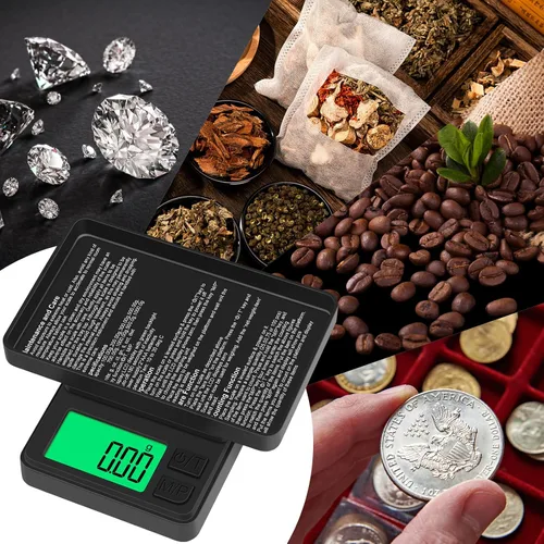 Vista 7 de Báscula de bolsillo digital 1000g x 0.01g, Diyife báscula de gramo portátil de precisión para joyería con cubierta protectora, apagado automático