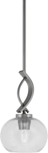 Vista 110 de Toltec Lighting Cavella Stem Colgado Mini colgante, acabado grafito, vidrio de muselina blanca de 4 pulgadas