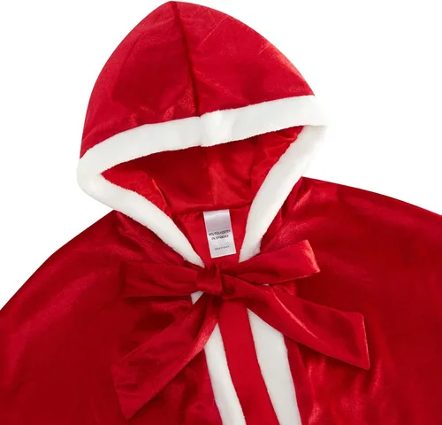 Vista 3 de Disfraz de capucha roja para niñas pequeñas, capa roja de princesa, vestido de Navidad, ropa de una pieza, con capucha, talla 3-4T