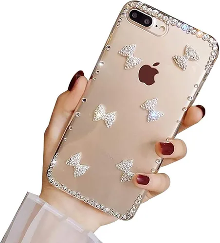 Vista 9 de LCHDA - Funda con soporte para anillo compatible con iPhone 15 de 6.1 pulgadas, bonita funda protectora de lujo con diamantes de imitación