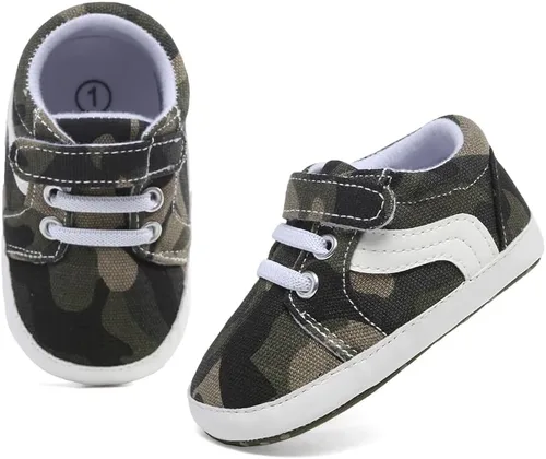 Vista 3 de Tenis de lona para bebés niños y niñas, suela suave, antideslizantes, ligeros, para recién nacidos, para primeros pasos, para cuna de 0 a 18 meses