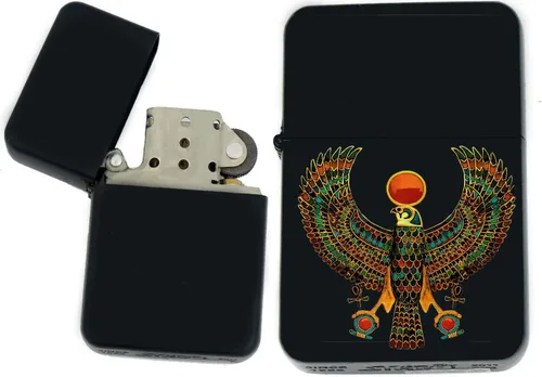 Vista 22 de Faraón, egipcio, tutankamón, cleopatra, ojo de Horus, pirámides-Ankh, leona-diosa única coleccionable s Infinity negro mate encendedores a prueba