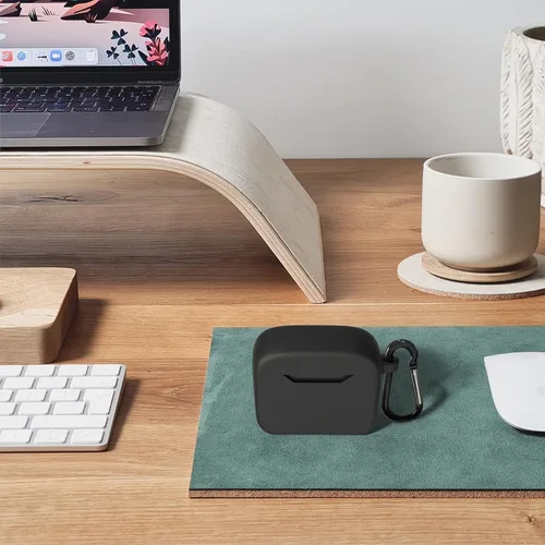 Vista 4 de Geekria Funda de silicona compatible con auriculares Edifier TWS5 PRO True Wireless, cubierta protectora para auriculares con gancho para llavero