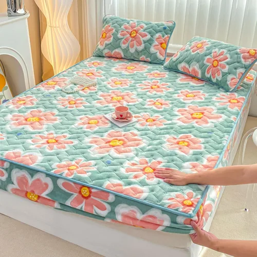 Vista 40 de Juego de sábanas bajeras extra largas tamaño King de 3 piezas con 2 fundas de almohada, forro polar de leche, suave para arrugas y antidecoloración
