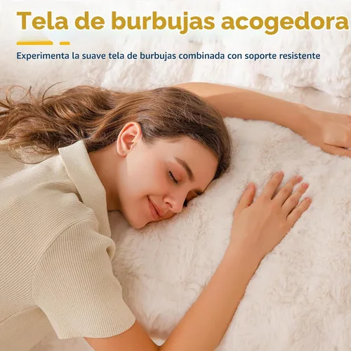 Vista 5 de MAXYOYO Sofá de 3 Plazas sin Estructura, Sofá Moderno Acolchado para Sala de Estar, Sillón Suave Tipo Puf de Espuma de Alta Densidad con Almohadas